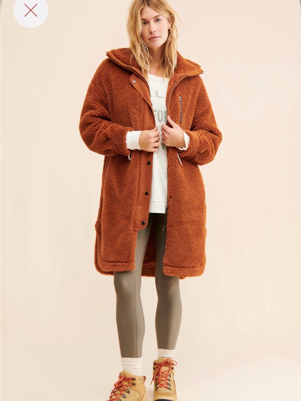 Varley dark Orange Sherpa jones long Coat